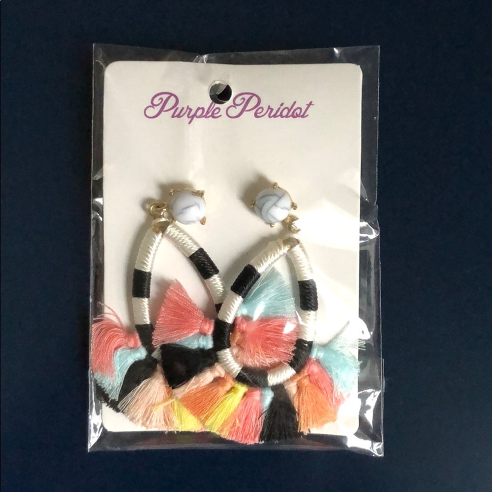 NWT Purple Peridot Tassel Earrings multicolored